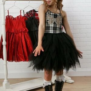 Black & white tweed/Tulle Dress